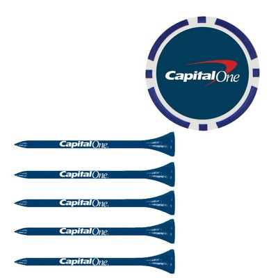 Poker Chip Ball Marker with (5) 2-3/4" Tees