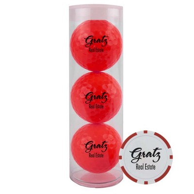 Golf Ball Tube with Poker Chip Ball Marker