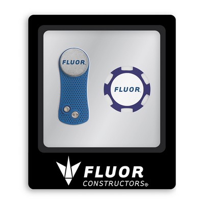 Ahead Switchfix Divot Repair Tool & Poker Chip Ball Marker Gift Set - Blue-Silver